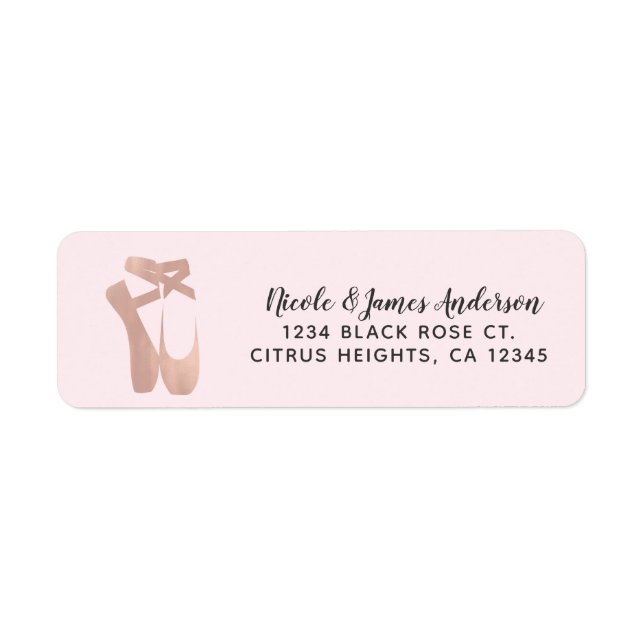 Pink Ballet Slippers Ballerina Rose Gold Dance Label (Front)