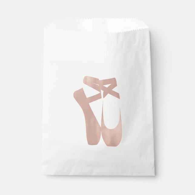 Pink Ballet Slippers Ballerina Rose Gold Party Favor Bag (Front)