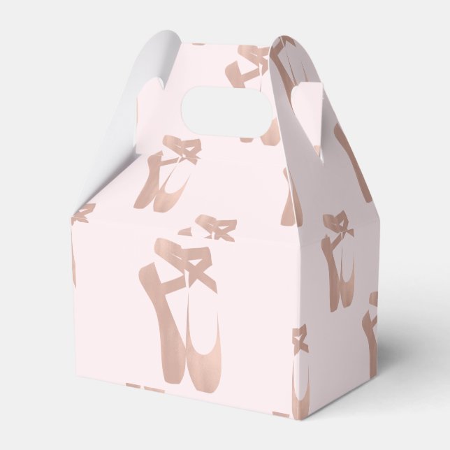 Pink Ballet Slippers Ballerina Rose Gold Party Favor Boxes (Front Side)