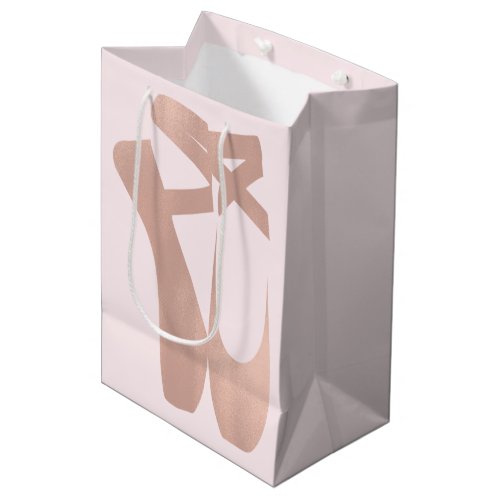 Pink Ballet Slippers Ballerina Rose Gold Party Medium Gift Bag