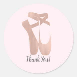 Pink Ballet Slippers Ballerina Rose Party Favor Classic Round Sticker