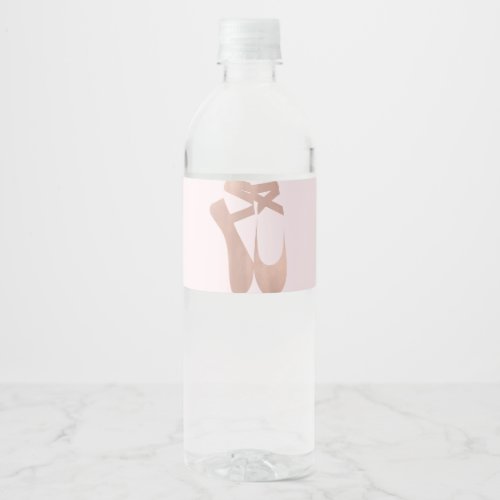 Pink Ballet Slippers Ballerina Rose Party Water Bottle Label