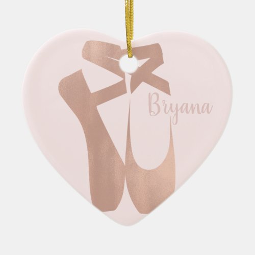 Pink Ballet Slippers Ballerina Rose Personalized Ceramic Ornament