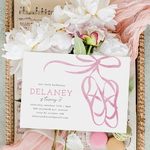 Pink Ballet Slippers Birthday Party Invitation