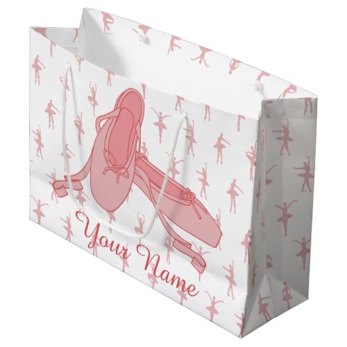Pink Ballet Slippers Personalized Ballerina Large Gift Bag