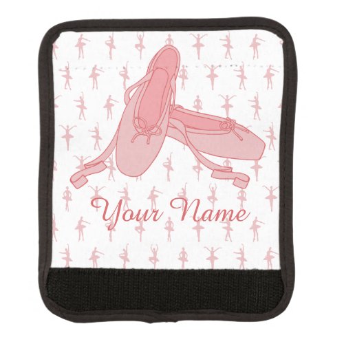 Pink Ballet Slippers Personalized Ballerina Luggage Handle Wrap