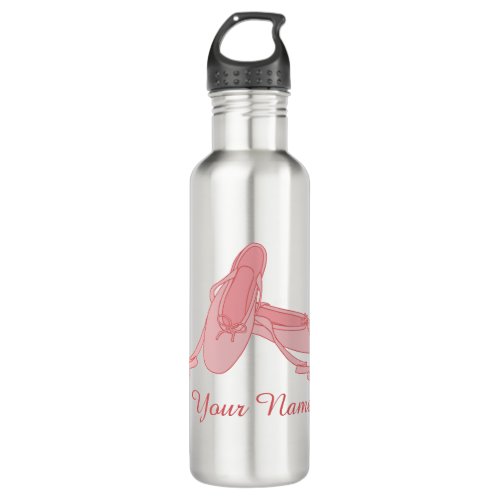 Pink Ballet Slippers Personalized Ballerina Stainless Steel Water Bottle