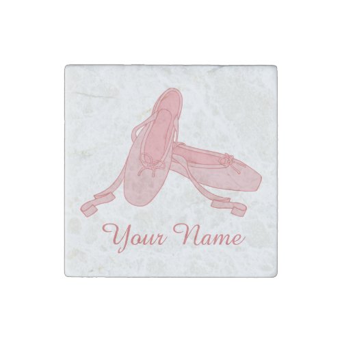 Pink Ballet Slippers Personalized Ballerina Stone Magnet