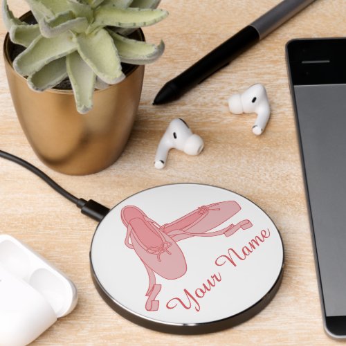 Pink Ballet Slippers Personalized Ballerina Wireless Charger
