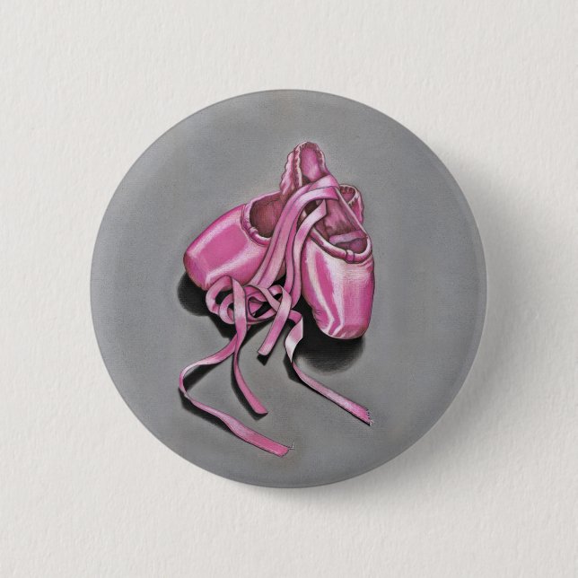 Pink Ballet Slippers Pinback Button (Front)