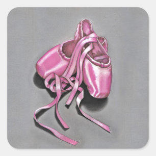 Pink Ballet Slippers Square Sticker