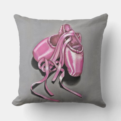 Pink Ballet Slippers Throw Pillow