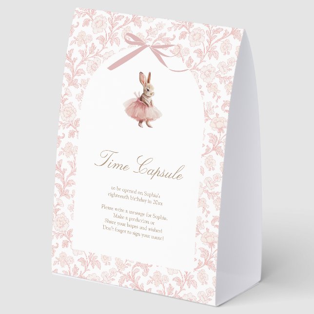 Pink Ballet Some Bunny Time Capsule Paper Table Tent (Front)