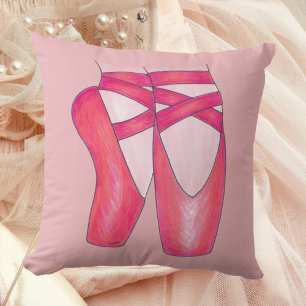 Pink Ballet Toe Pointe Shoe Ballerina Dance Dancer Throw Pillow