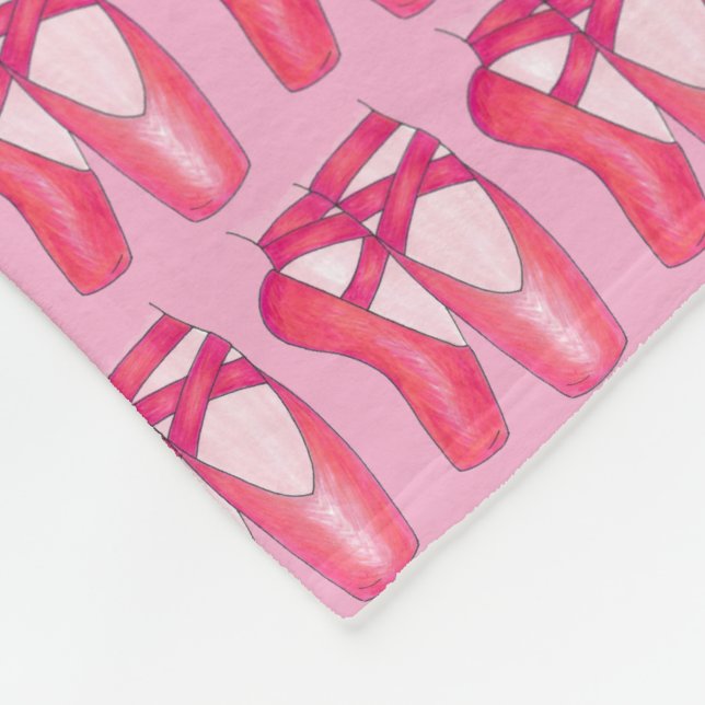 Pink Ballet Toe Shoes Dance Teacher Ballerina Fleece Blanket (Corner)