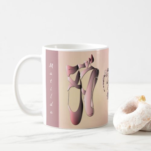 Pink Ballet Toe Shoes with Monogram Coffee Mug