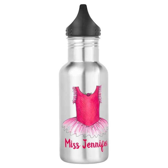 Pink Ballet Tutu Ballerina Dance Recital Costume Stainless Steel Water Bottle (Left)