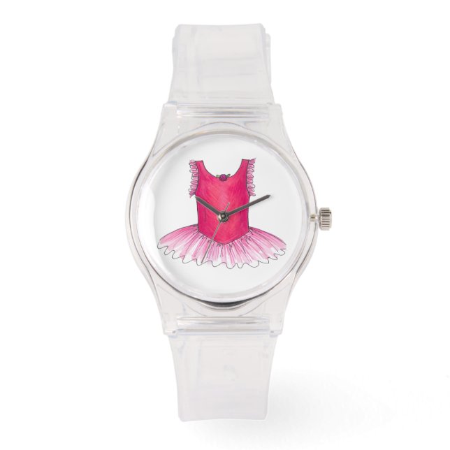 Pink Ballet Tutu Ballerina Dancer Dance Watch (Front)