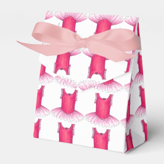 Pink Ballet Tutu Costume Ballerina Dance Teacher Favor Boxes (Front Side)