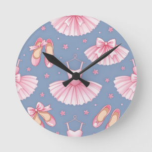 Pink Ballet Tutu Pattern Round Clock