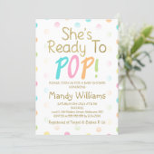 Pink Ballon Ready To Pop Baby Shower Invitation (Standing Front)