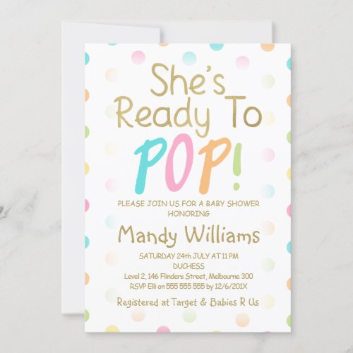 Pink Ballon Ready To Pop Baby Shower Invitation