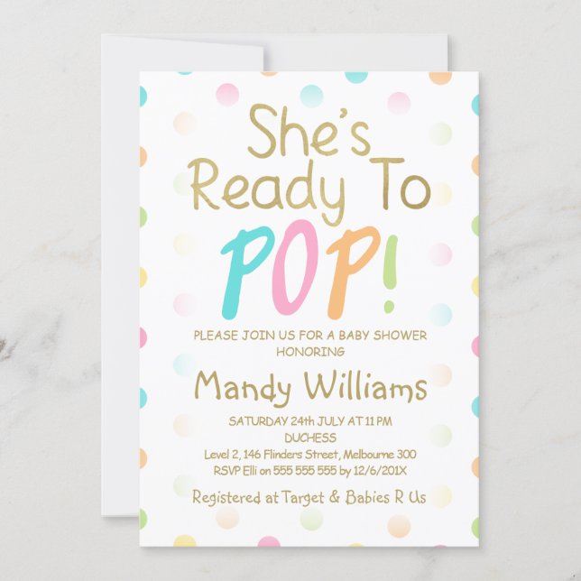 Pink Ballon Ready To Pop Baby Shower Invitation (Front)