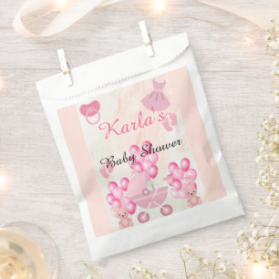 Pink Ballons Bunny Rabbit It's a Girl Baby Shower  Favor Bag