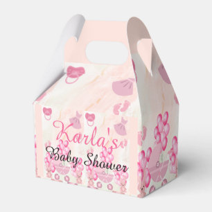 Pink Ballons Bunny Rabbit It's a Girl Baby Shower Favor Boxes