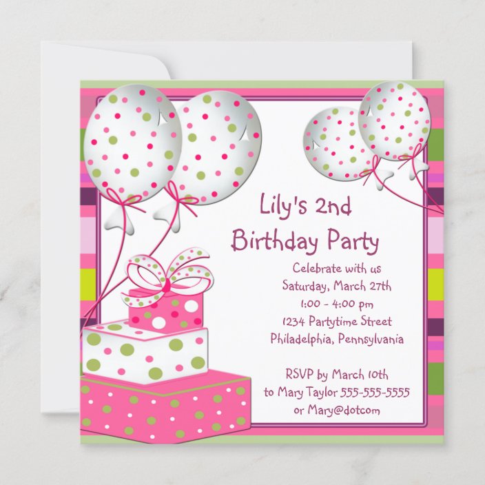 Girls bday party invitations