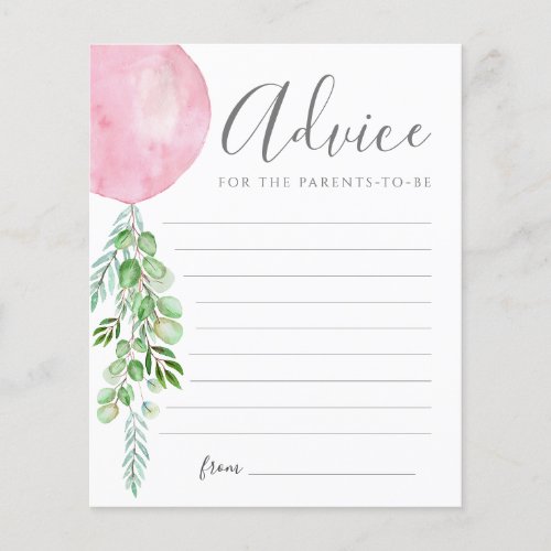 Pink Balloon Advice Wishes For Baby Card