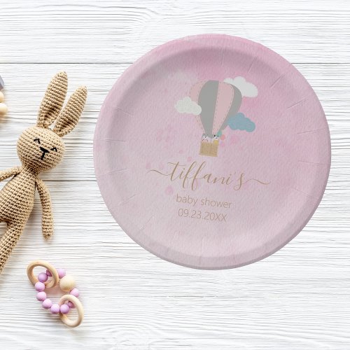 Pink Balloon and Toys Baby Shower  Paper Plates