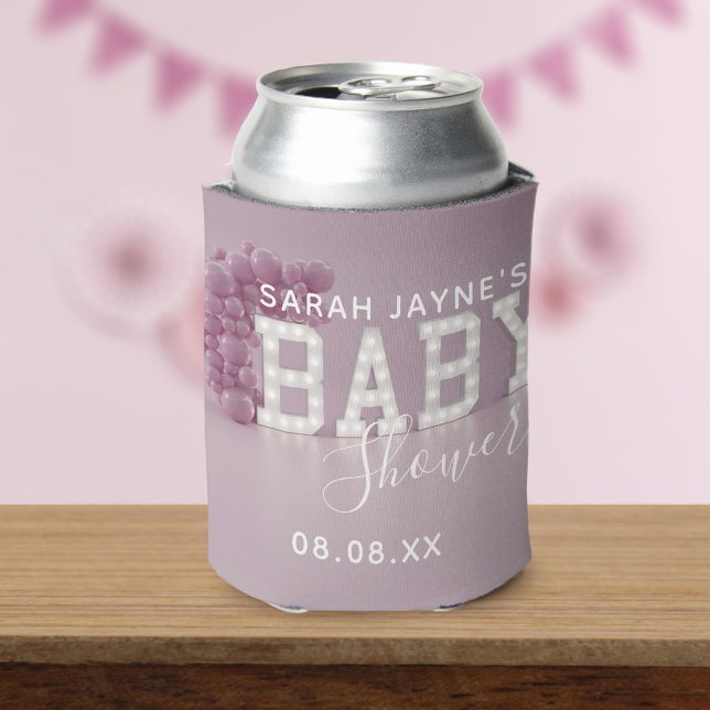 Pink Balloon Arch Baby Shower Favor Can Cooler (If you need favors for your pink baby shower, just add your name and thank you message to this one)