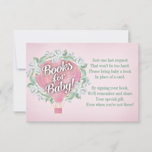 Pink Balloon Baby Shower Book Card Bring A Book