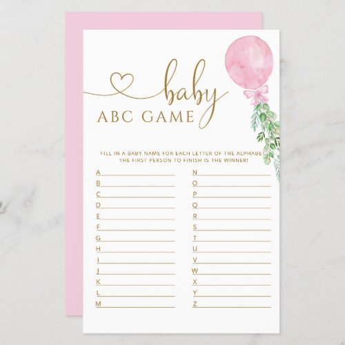 Pink Balloon Baby Shower Game _ ABC