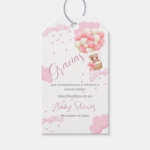 Pink Balloon Baby Shower Girls Gift Tags