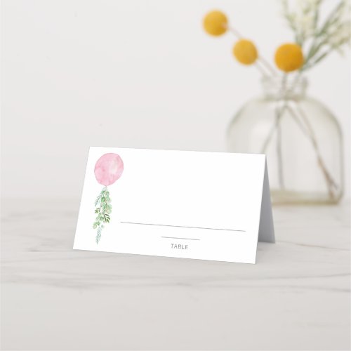Pink Balloon Baby Shower Place Card