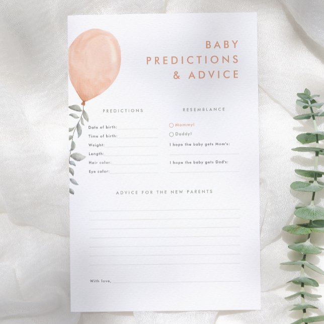 Pink Balloon Baby Shower Predictions & Advice Game (Creator Uploaded)