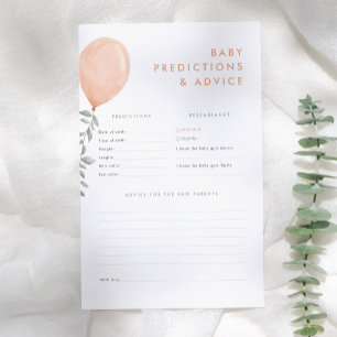 Pink Balloon Baby Shower Predictions & Advice Game