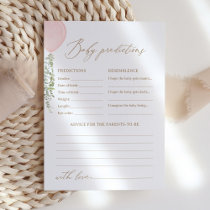 Pink Balloon Baby Shower Predictions and Advice Invitation