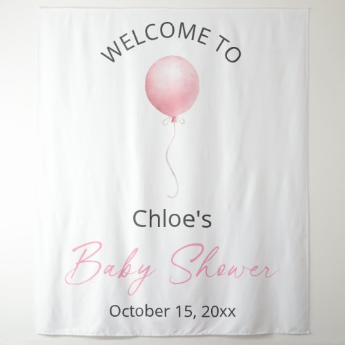 Pink Balloon Baby Shower Tapestry