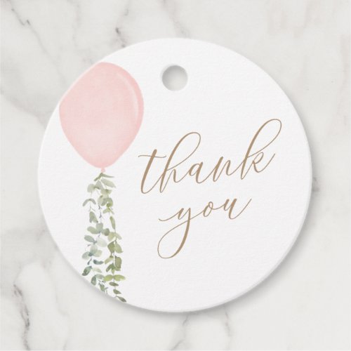 Pink Balloon Baby Shower Thank You Favor Tags