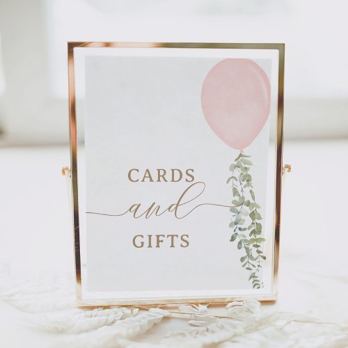 Pink Balloon Birthday Cards and Gifts Sign