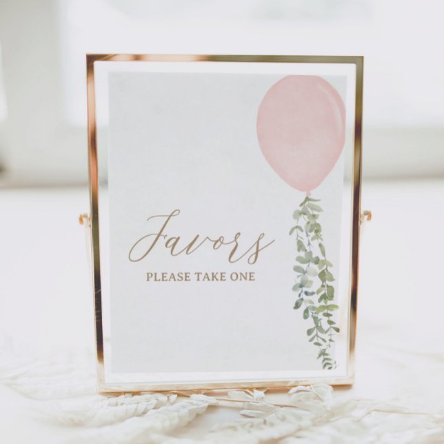 Pink Balloon Birthday Favors Sign (Creator Uploaded)