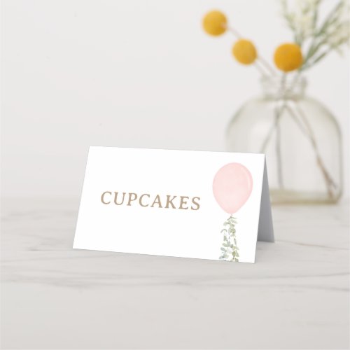 Pink Balloon Birthday Food Labels Place Card