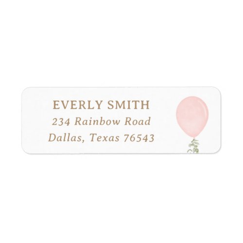 Pink Balloon Birthday Return Address Label