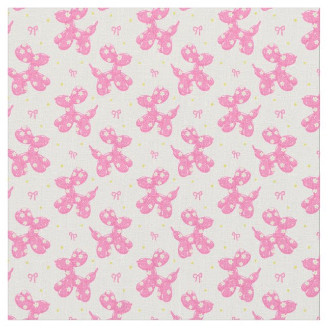 Pink Balloon Dog Pattern Fabric (Close Up)