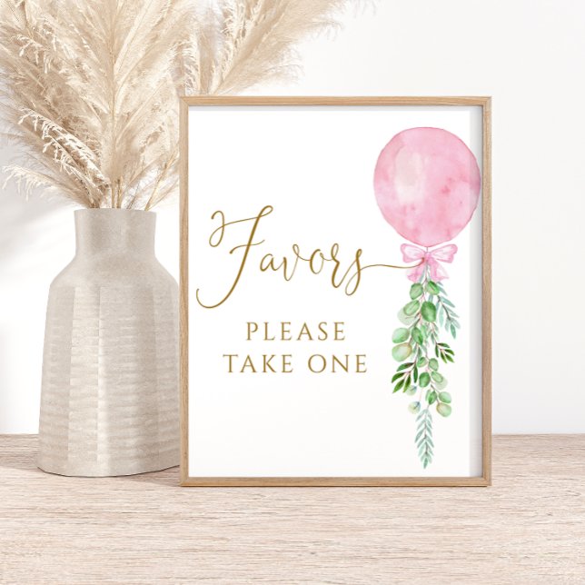 Pink Balloon Eucalyptus Baby Shower Favors  Poster (Creator Uploaded)