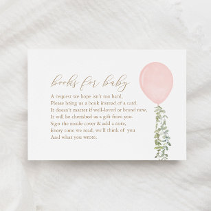 Pink Balloon Eucalyptus Books for Baby Request Enc Enclosure Card