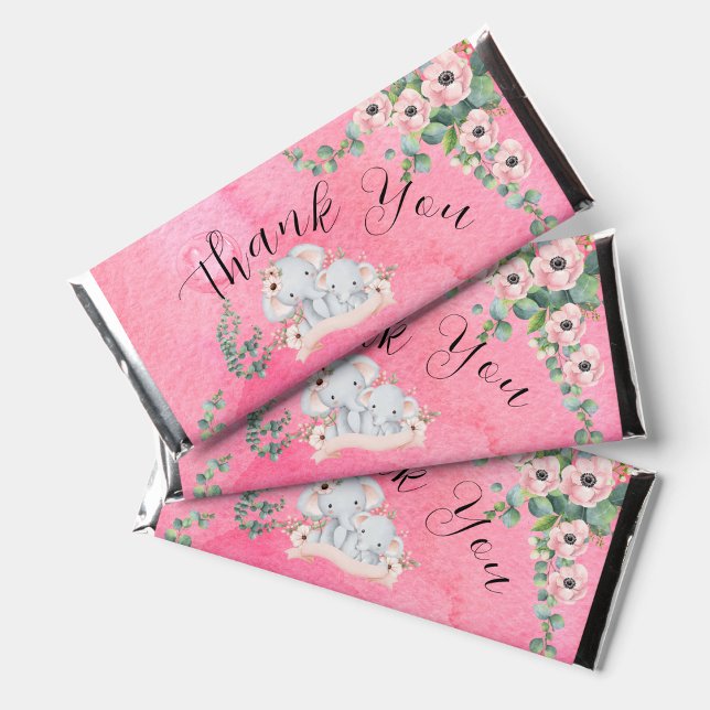 Pink Balloon Eucalyptus Elephant Candy wrapper Hershey Bar Favors (Creator Uploaded)